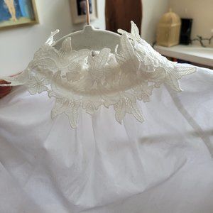 Lace neck cotton blouse